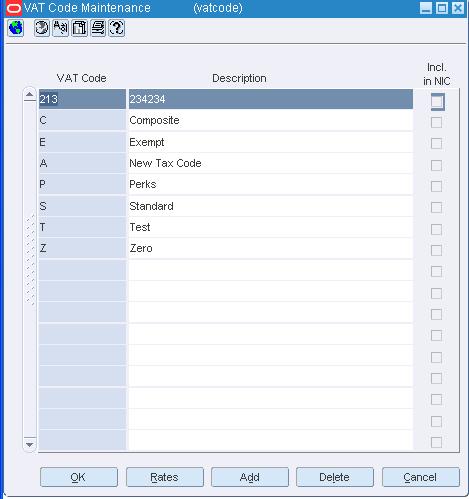 VAT Code Maintenance Window