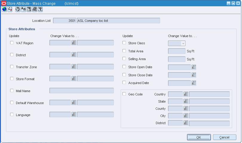 Store Attribute Mass Change Window