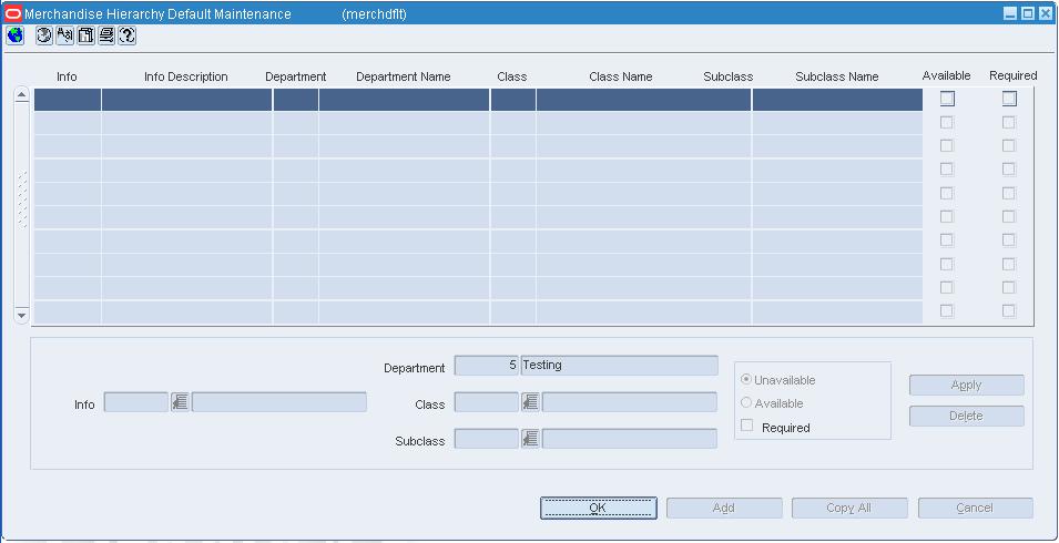 Merchandise Hierarchy Default Maintenance window