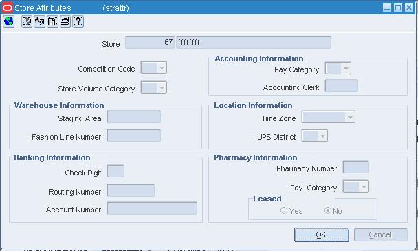 Store Attributes window