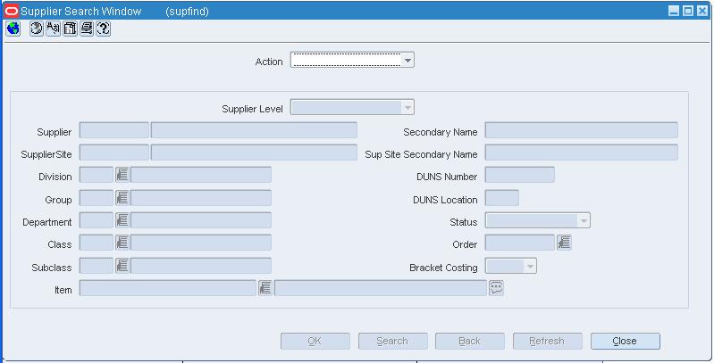 Supplier Search Window