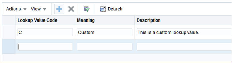 Add Lookup Value Screen