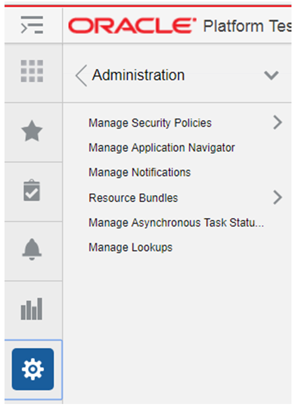 Administration Console Admin Menu
