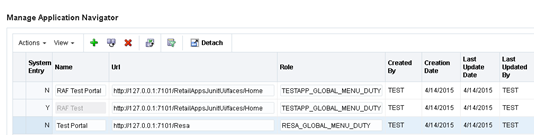 Manage Application Navigator Screen