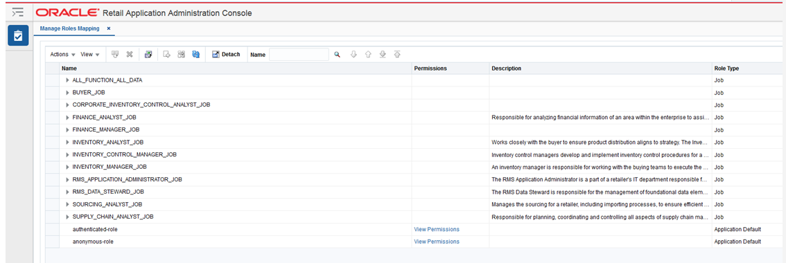 Manage roles mapping screen