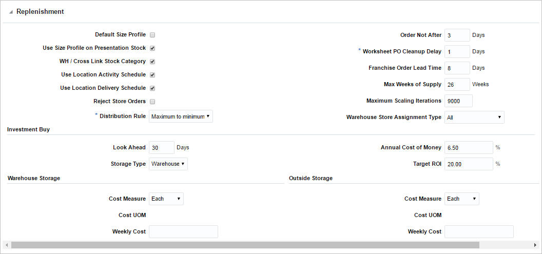 Replenishment section