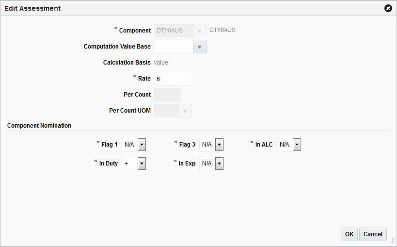 Edit Assessment window