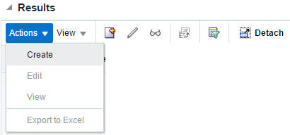 Actions Menu/Icons Results section