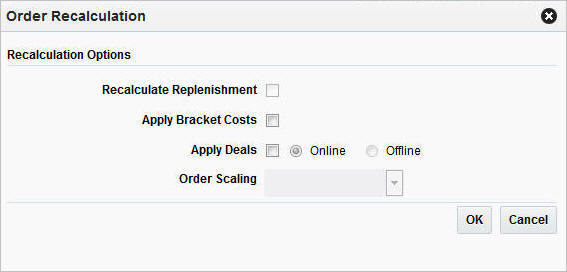 Order Recalculation window