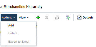 Actions Menu/icons Merchandise Hierarchy section