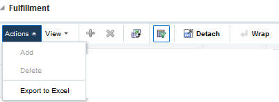 Actions Menu/Icons Fulfillment section