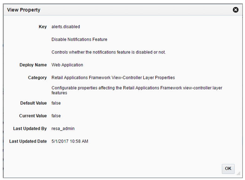 Manage Application Properties View Dialog