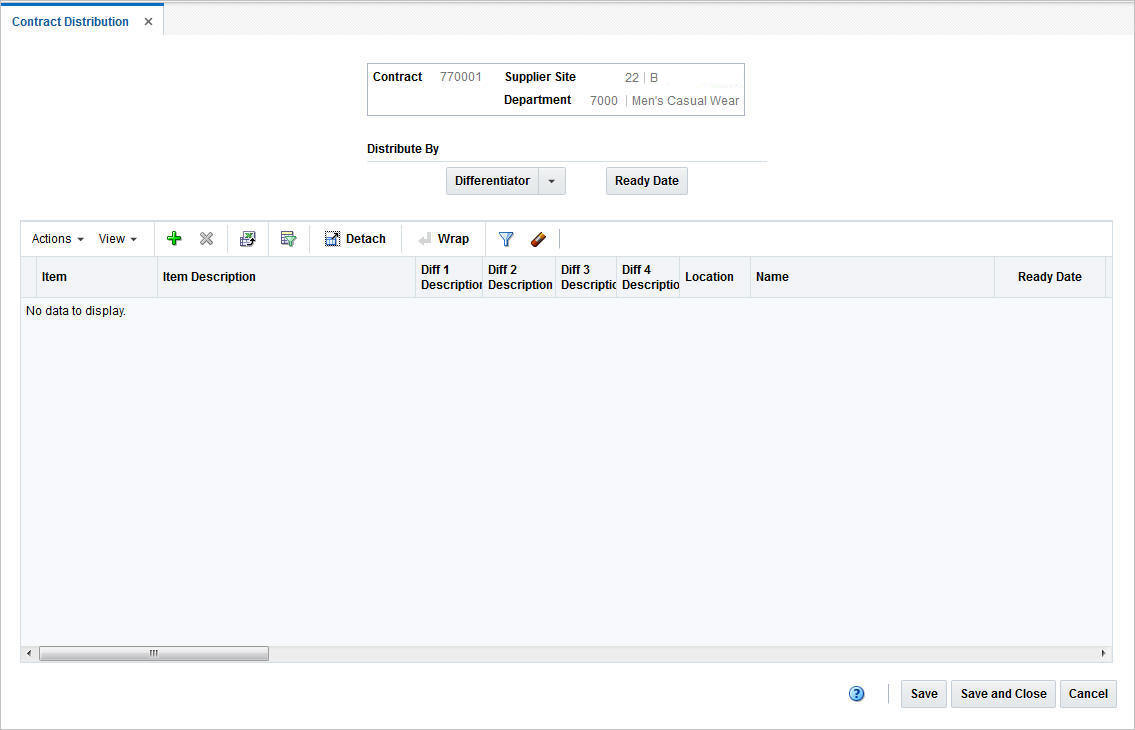 Contract Distribution window