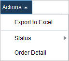 Actions Menu Order table Contract Order List