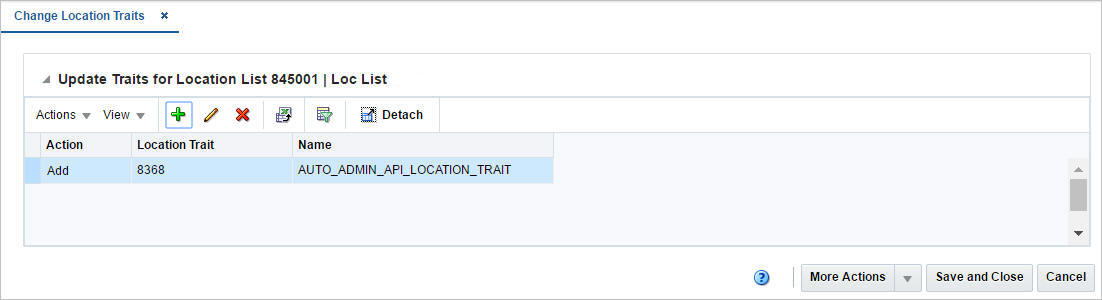 Change Location Traits window