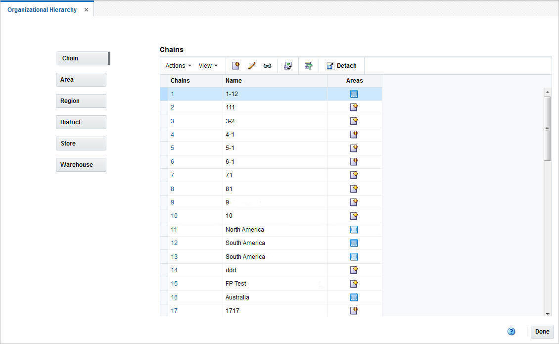 Organizational Hierarchy window