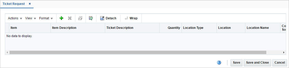 Ticket Request window