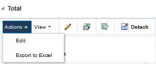 Actions Menu/Icons Total section