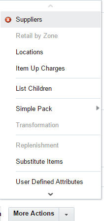 More Actions menu Item window