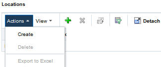 Actions Menu/icons Locations section
