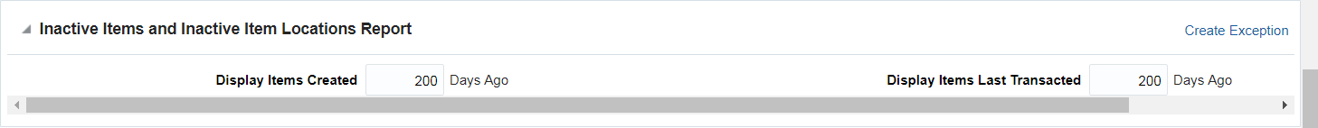 Inactive Items and Inactive Item Locations Report section