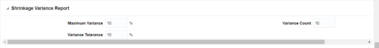 Shrinkage Variance Report section