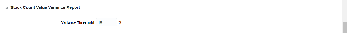 Stock Count Value Variance Report section