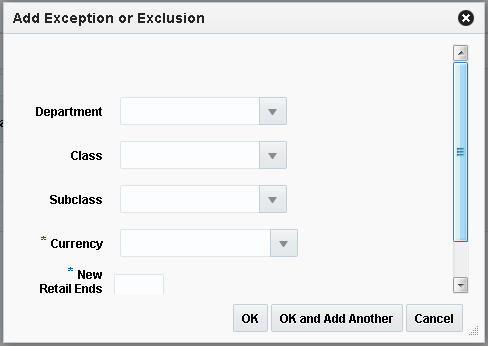 Add Exception or Exclusion dialog