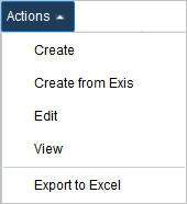 Actions Menu Results section Contract Search