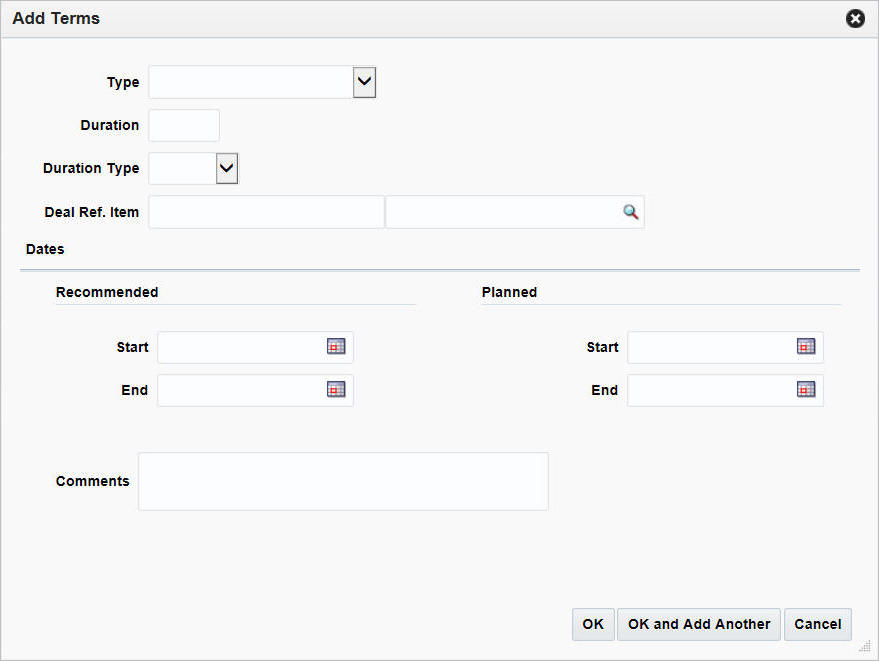 Add Terms window