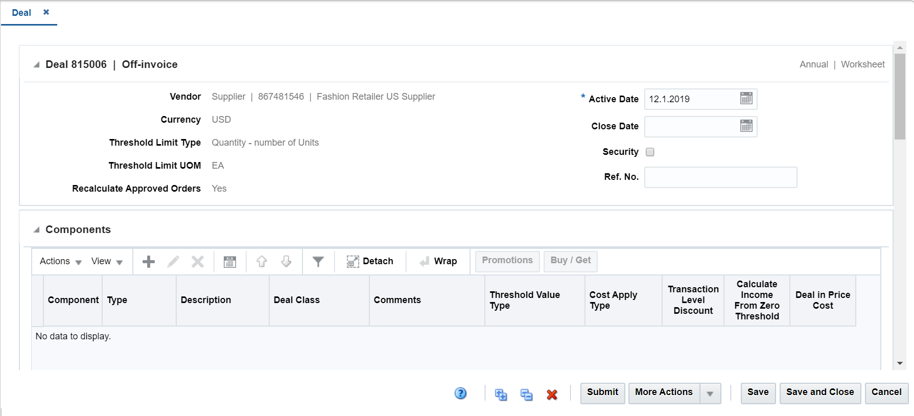 Deal Components Section