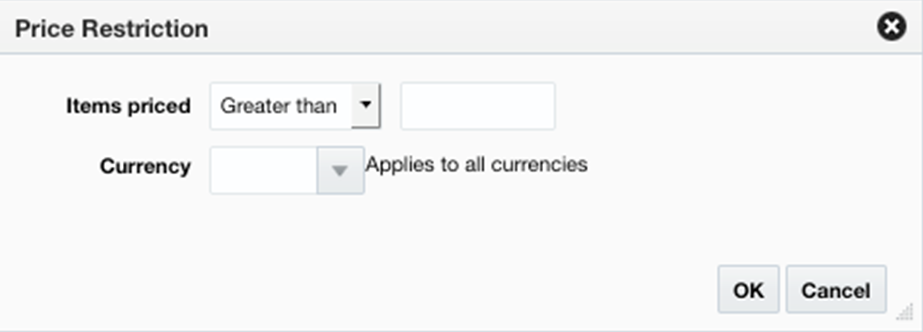 Price Restriction Pop-up
