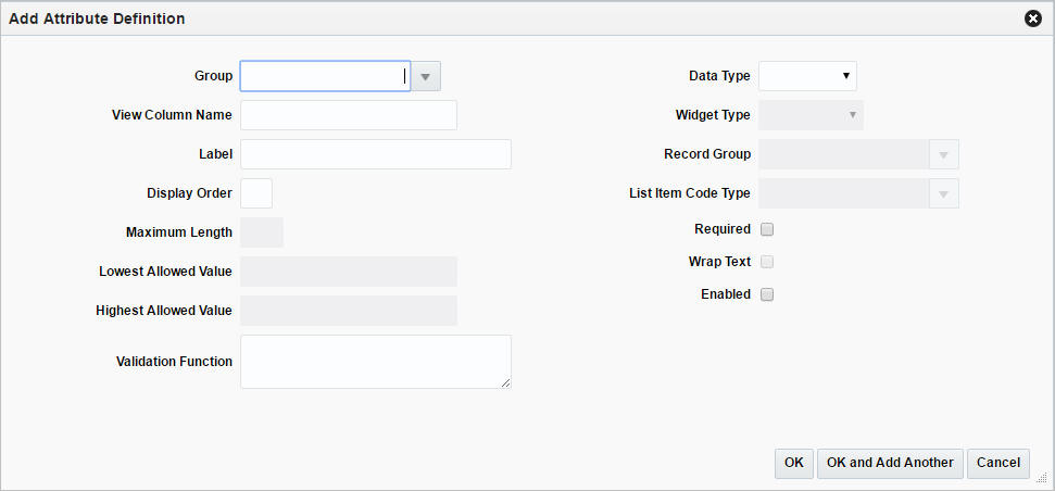 Add Attribute Definition window