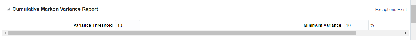 Cumulative Markon Variance Report section