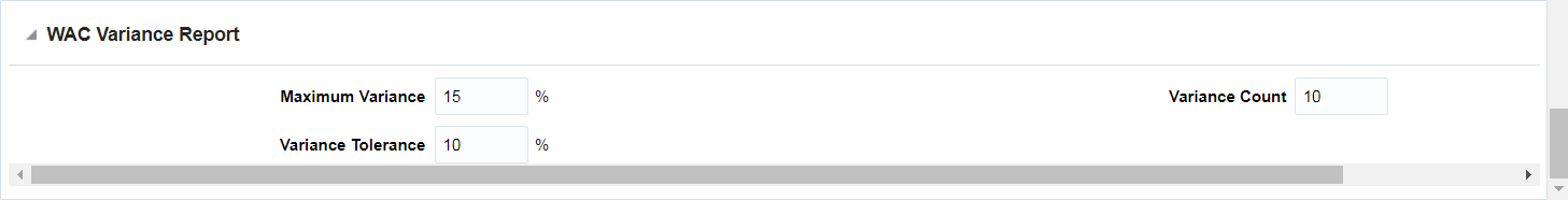 WAC Variance Report section