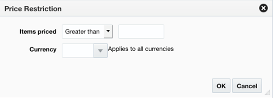 Price Restriction Pop-up