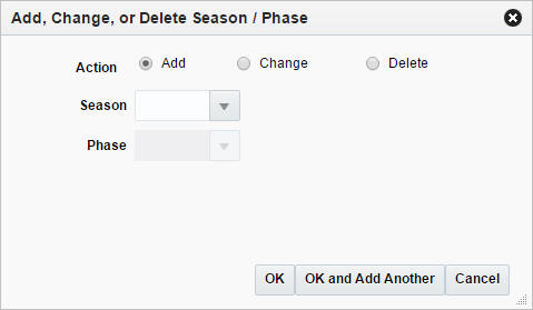 Add, Change, Delete Season/Phase