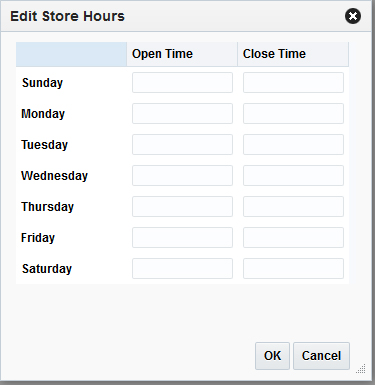 Edit Store Hours Dialog