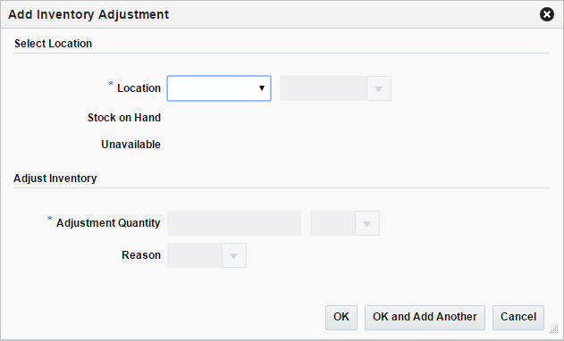 Add Inventory Adjustment window