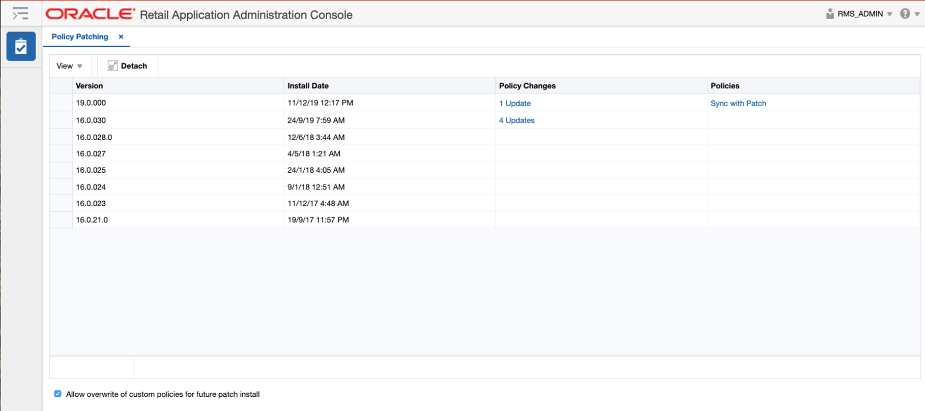 Policy Patching Page
