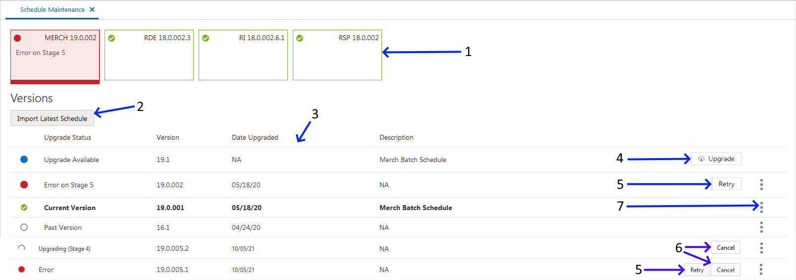 Schedule Maintenance Tab