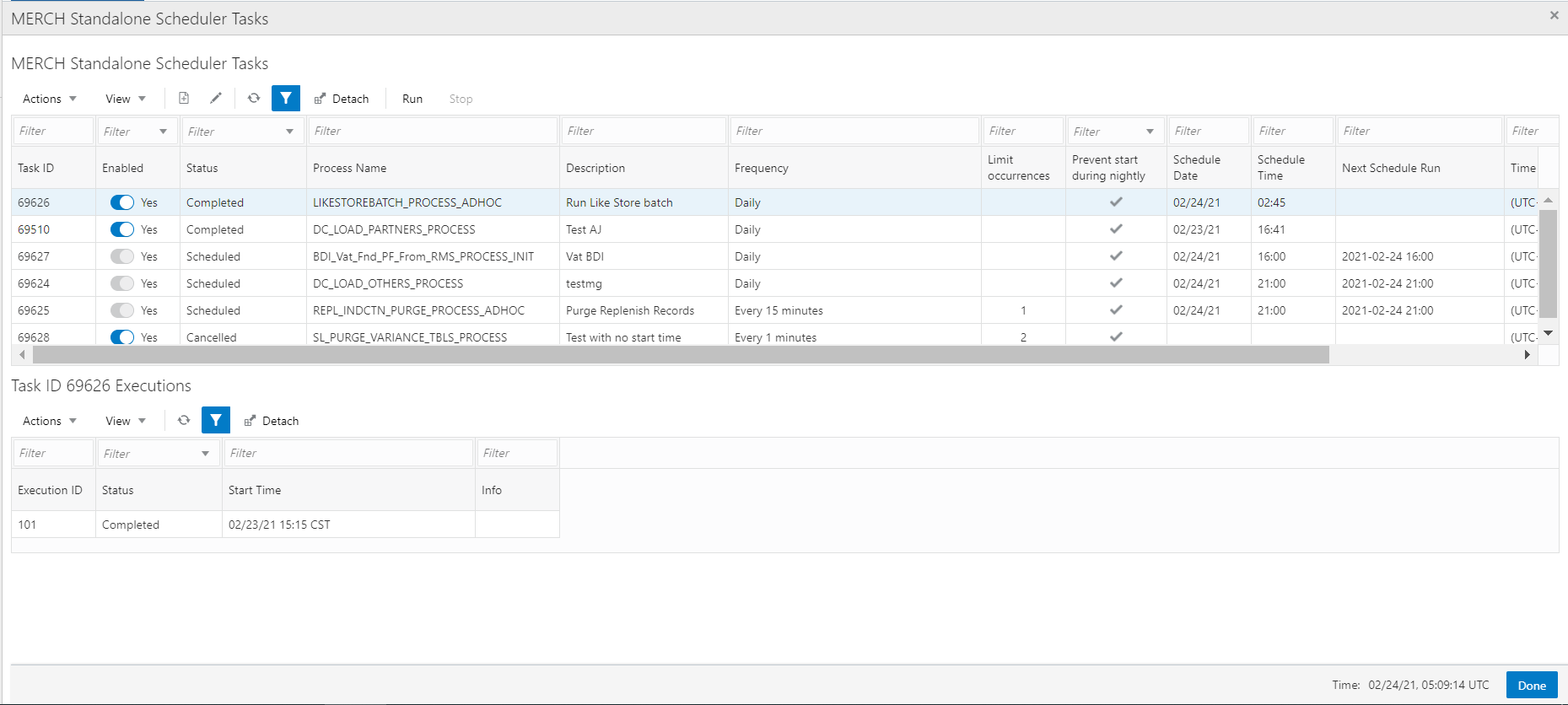 Standalone Scheduler Tasks Window