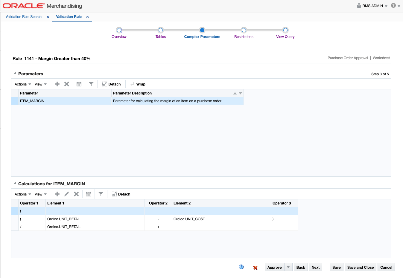 Create Validation - Complex Parameters Step