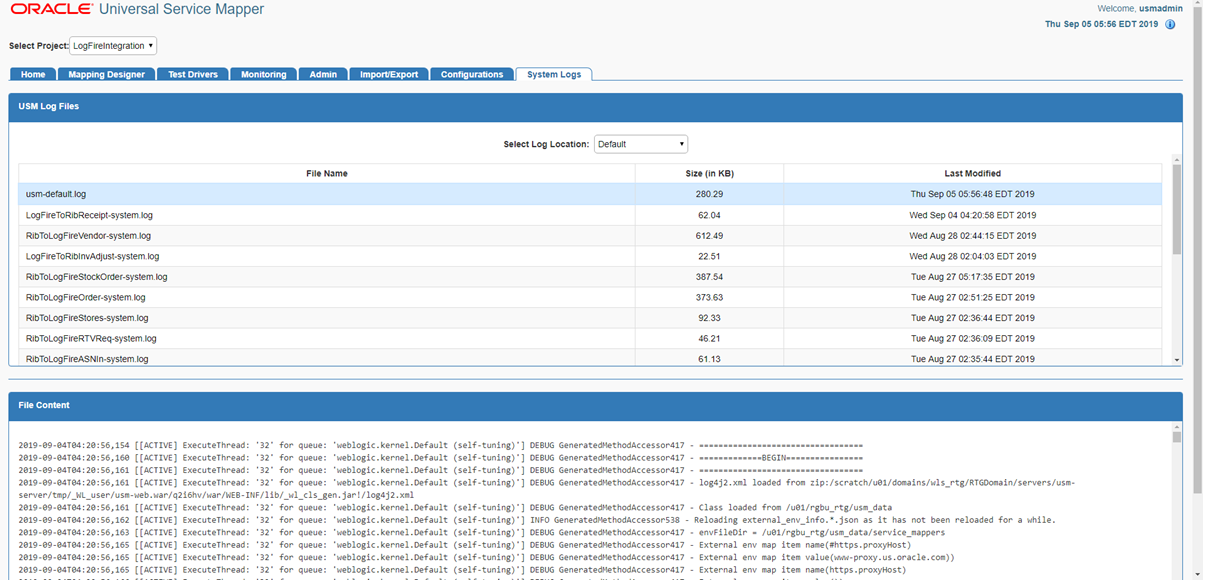 USM System Logs