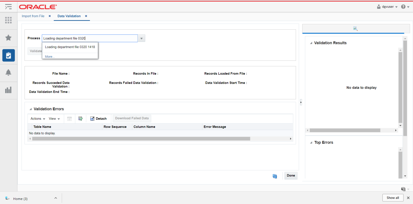 Data Validation Screen