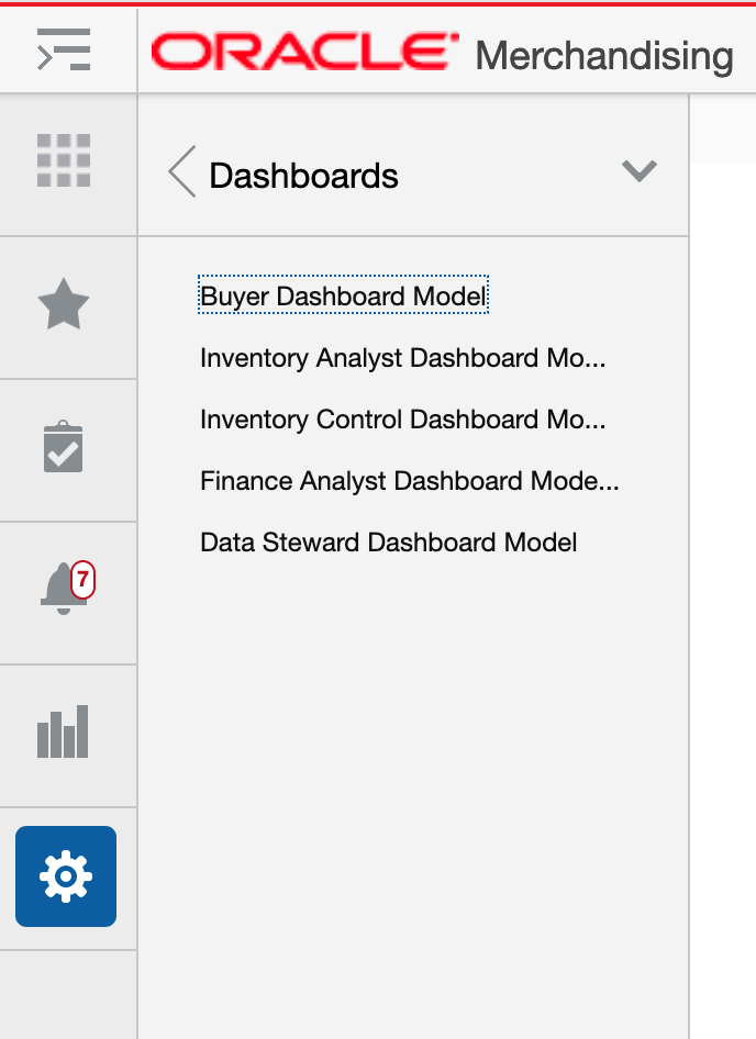 Dashboards Menu