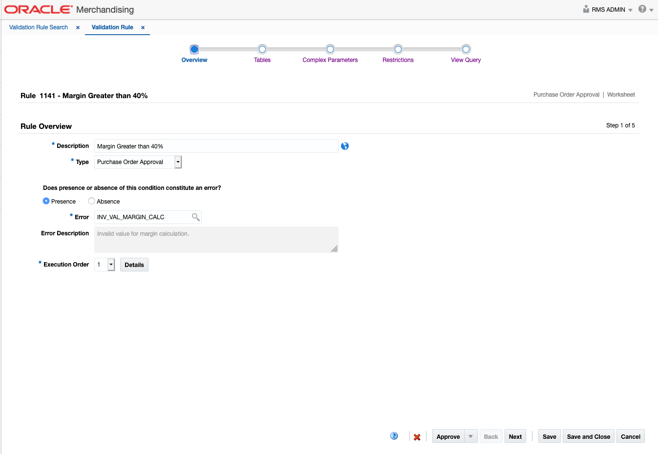 Create Validation Overview Step