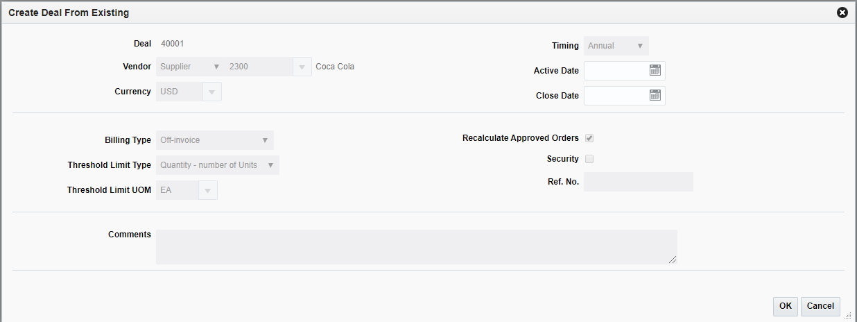 Create From Existing Deal Pop-up