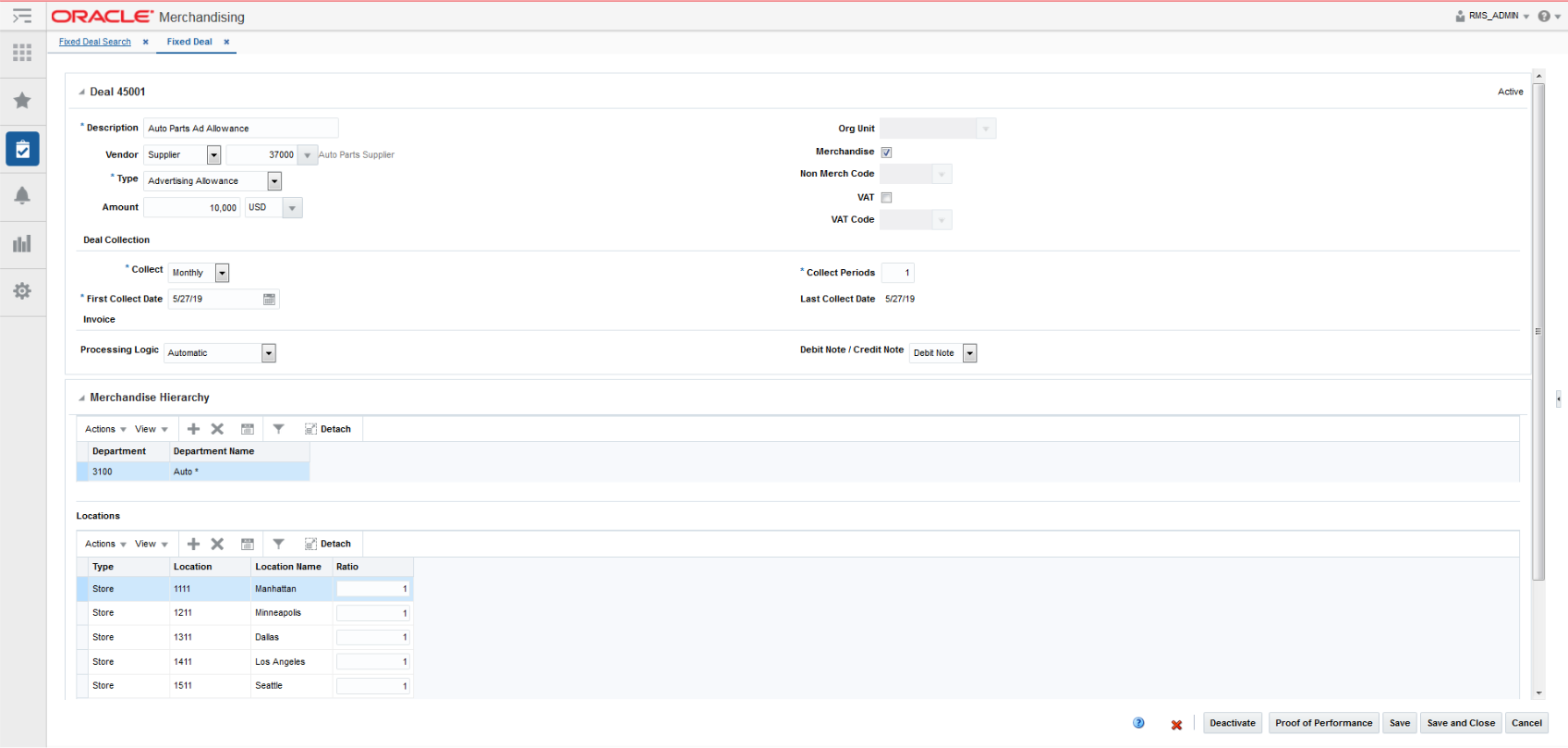 Deactivate a Fixed Deal