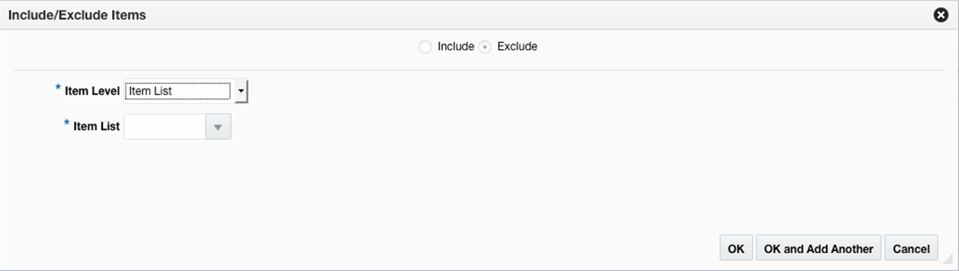 Include/Exclude Items